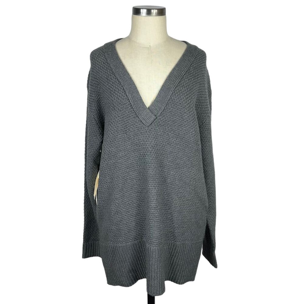 WILFRED Gray Merino Wool Serret V-Neck Pullover Sweater Jumper Women's Size M